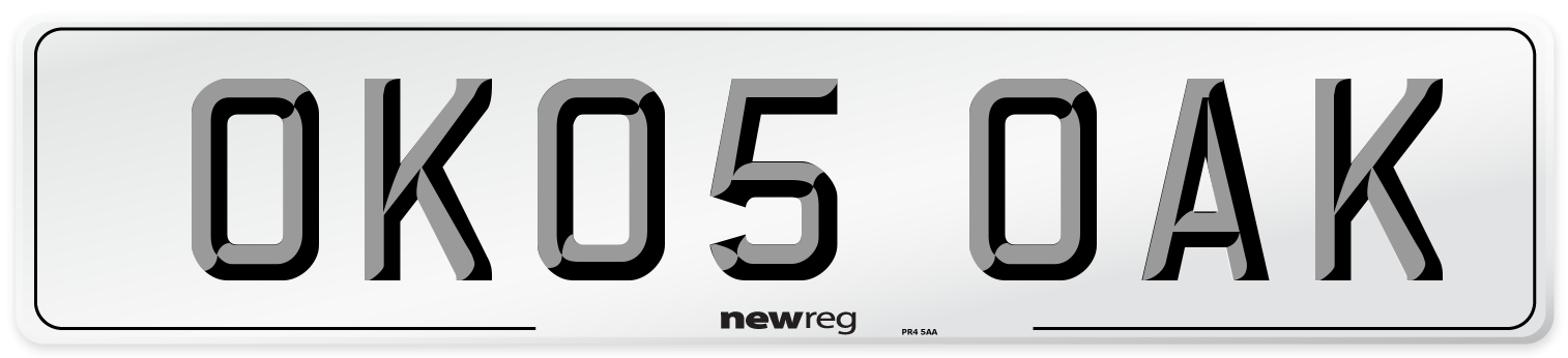 OK05 OAK Number Plate from New Reg